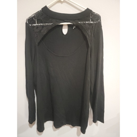 torrid Sweaters - Torrid Black Pullover Sweater, Sexy Keyhole Neck Long Sleeve Lace Accents 3 3X